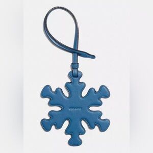 Coach Snowflake Glovetanned Leather Purse Charm Ornament Blue - RARE